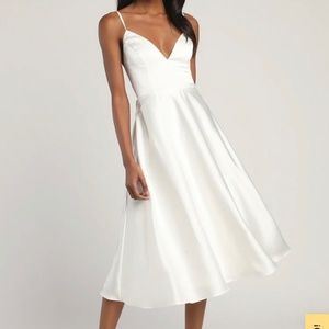 White midi dress